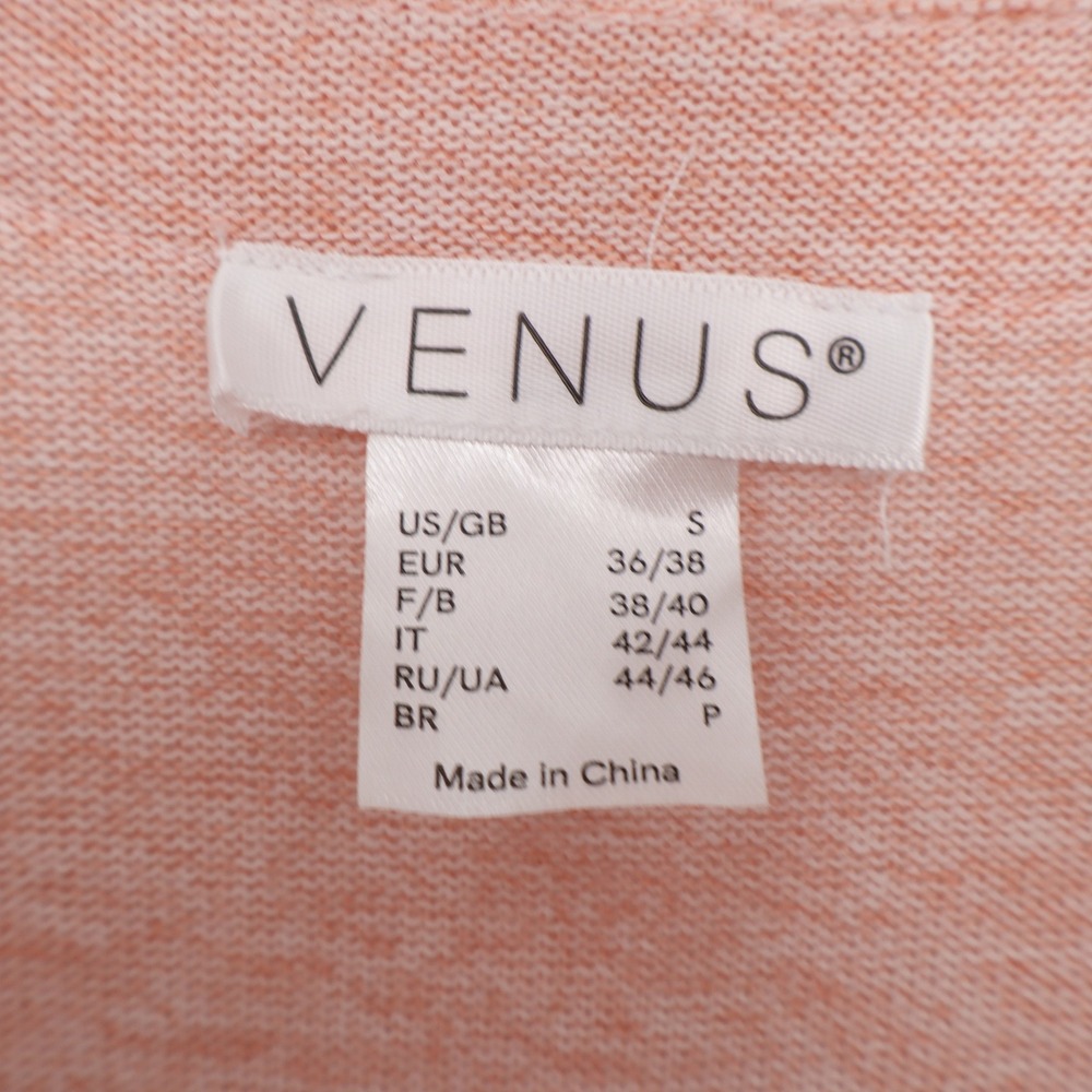 Venus Tunic Dress Womens S Lace-Up V-Neck Peach Marled Knit Long Sleeve - Picture 2 of 5